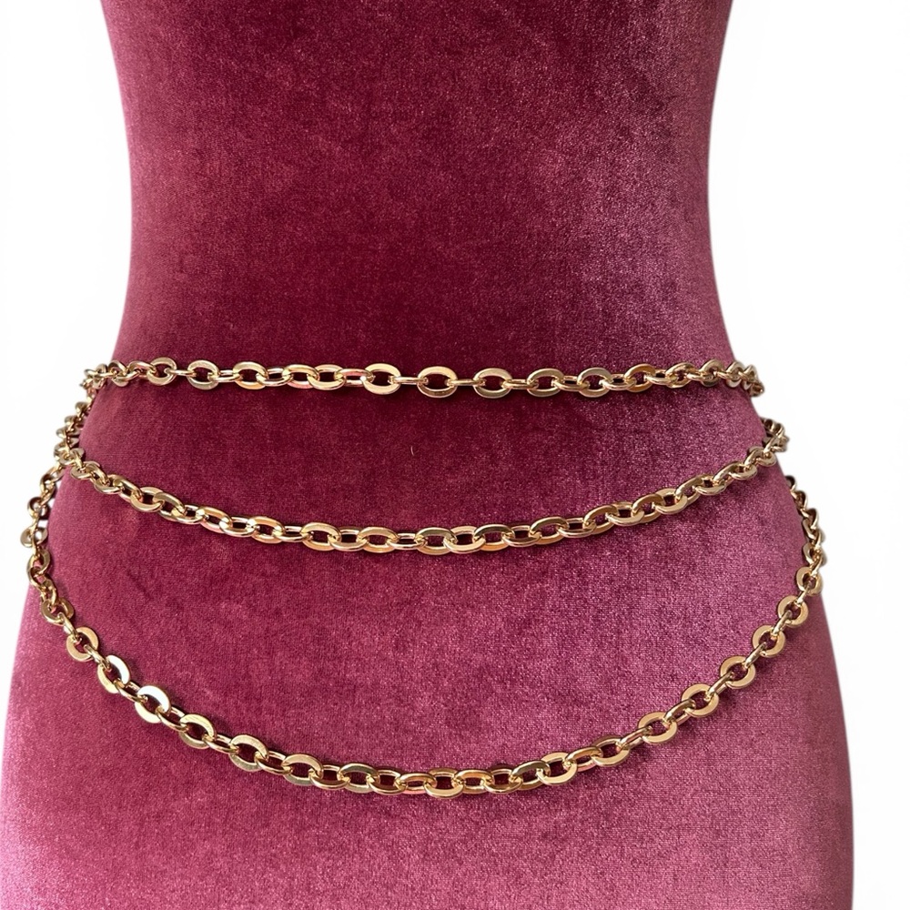Gold Three Strand Chain Statement Belt